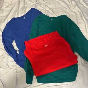 Old Navy Maternity Long Sleeve Shirt Bundle - Red, Green, Blue